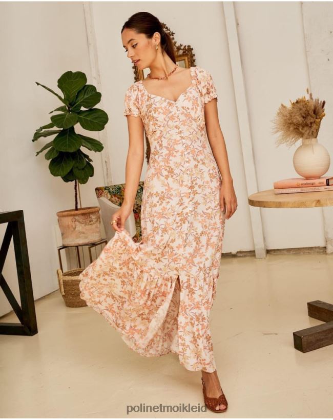 Polin et moi Blumenkleid Isolde HT8R94 Kleidung Lachs