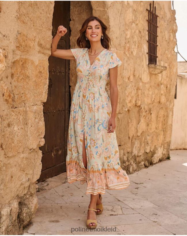 Polin et moi Boho-Ireny-Kleid HT8R36 Kleidung wassergrün