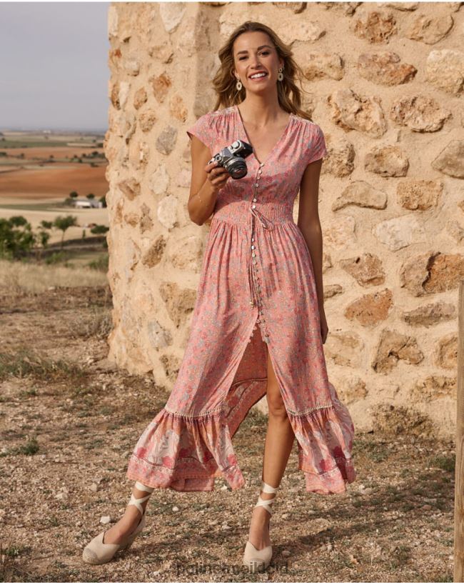 Polin et moi Carly langes Kleid HT8R124 Kleidung Lachs