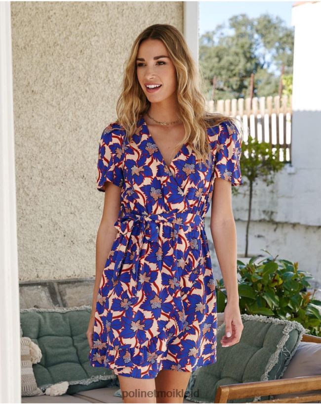 Polin et moi Charlotte kurzes Kleid HT8R112 Kleidung klein blau