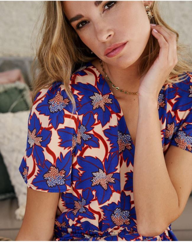 Polin et moi Charlotte kurzes Kleid HT8R112 Kleidung klein blau