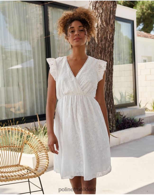 Polin et moi Diane kurzes Kleid HT8R384 Kleidung Weiß