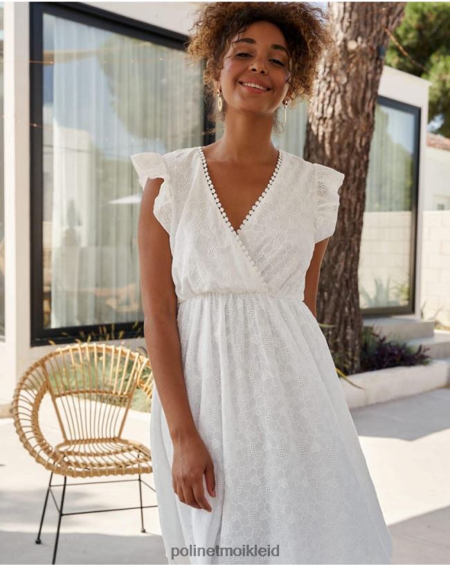 Polin et moi Diane kurzes Kleid HT8R384 Kleidung Weiß