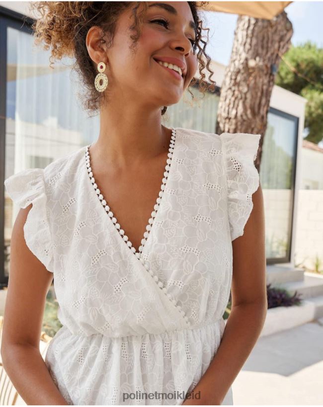 Polin et moi Diane kurzes Kleid HT8R384 Kleidung Weiß