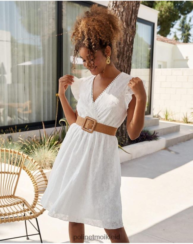 Polin et moi Diane kurzes Kleid HT8R384 Kleidung Weiß