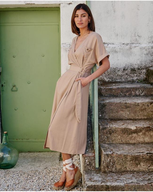 Polin et moi Dixie-Crossover-Kleid HT8R109 Kleidung Beige