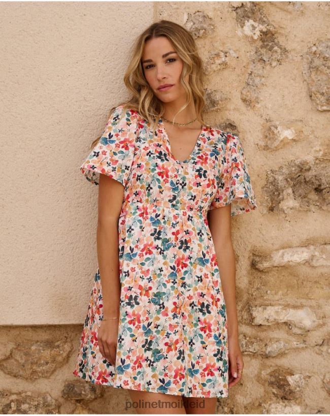 Polin et moi Donia Blumenkleid HT8R54 Kleidung Smaragdgrün