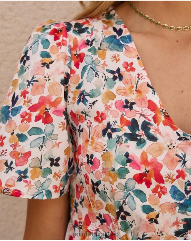 Polin et moi Donia Blumenkleid HT8R54 Kleidung Smaragdgrün