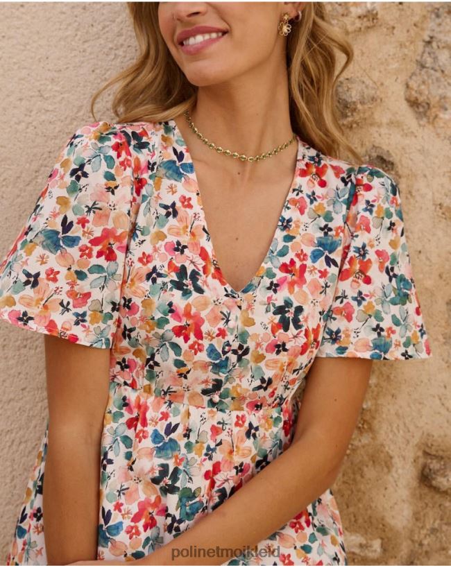 Polin et moi Donia Blumenkleid HT8R54 Kleidung Smaragdgrün