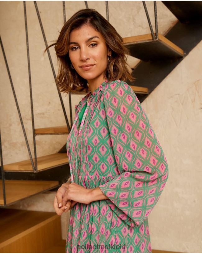 Polin et moi Geometrisches Kleid von Rafaella HT8R135 Kleidung Smaragdgrün