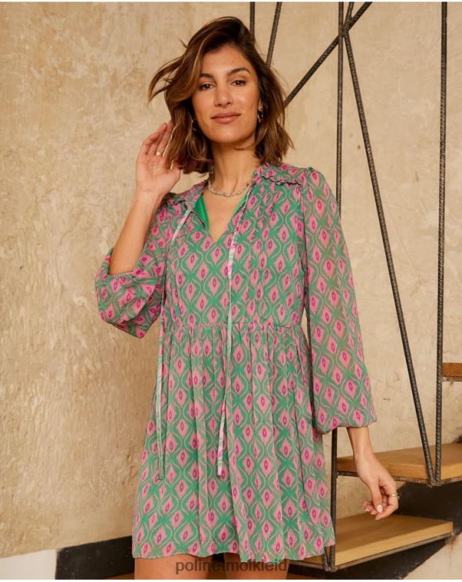 Polin et moi Geometrisches Kleid von Rafaella HT8R135 Kleidung Smaragdgrün