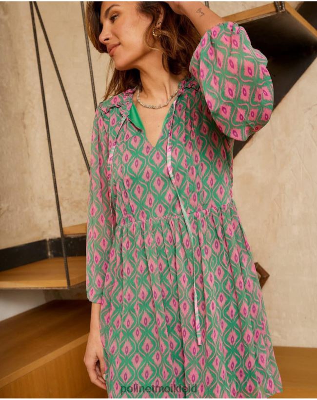 Polin et moi Geometrisches Kleid von Rafaella HT8R135 Kleidung Smaragdgrün