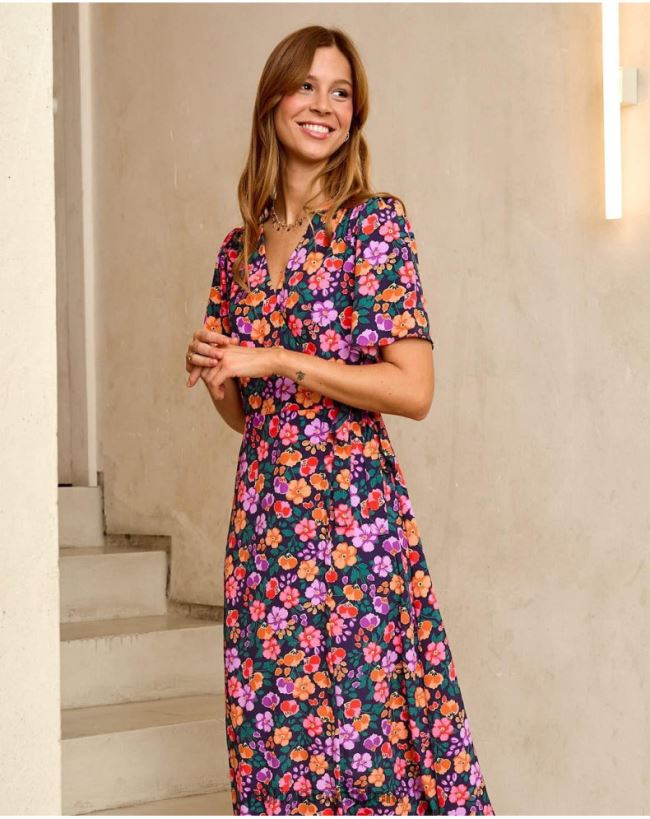 Polin et moi Gilda langes Kleid HT8R130 Kleidung Marine