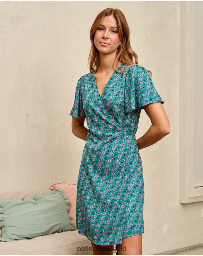 Polin et moi Kleid Cross-Over-Doli HT8R87 Kleidung grüner Wald