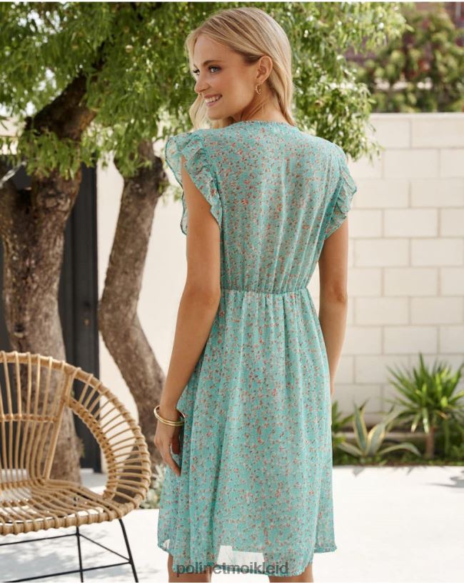 Polin et moi Kleid Rüschen Afrika HT8R21 Kleidung wassergrün