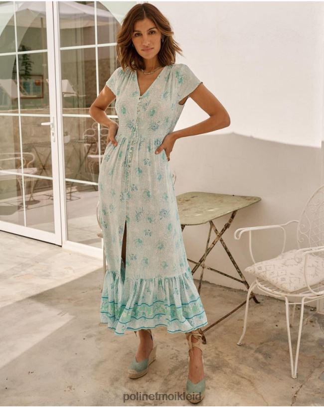 Polin et moi Kleid ausgestellt Vicky HT8R62 Kleidung Türkis