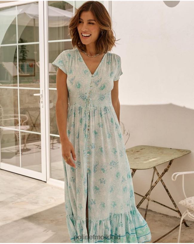 Polin et moi Kleid ausgestellt Vicky HT8R62 Kleidung Türkis