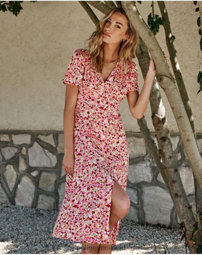 Polin et moi Kleid mit Knöpfen von Anny HT8R127 Kleidung Himbeere