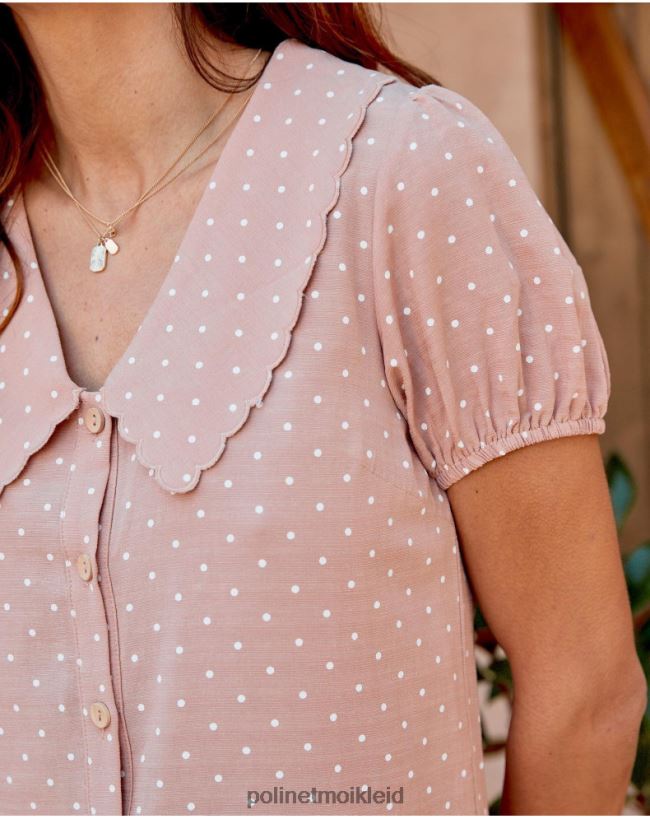 Polin et moi Kleid mit Loraine-Ausschnitt HT8R145 Kleidung Rose