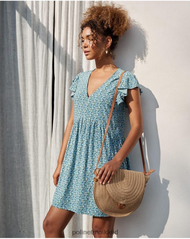 Polin et moi Kleid mit Rüschen Lena HT8R30 Kleidung klein blau