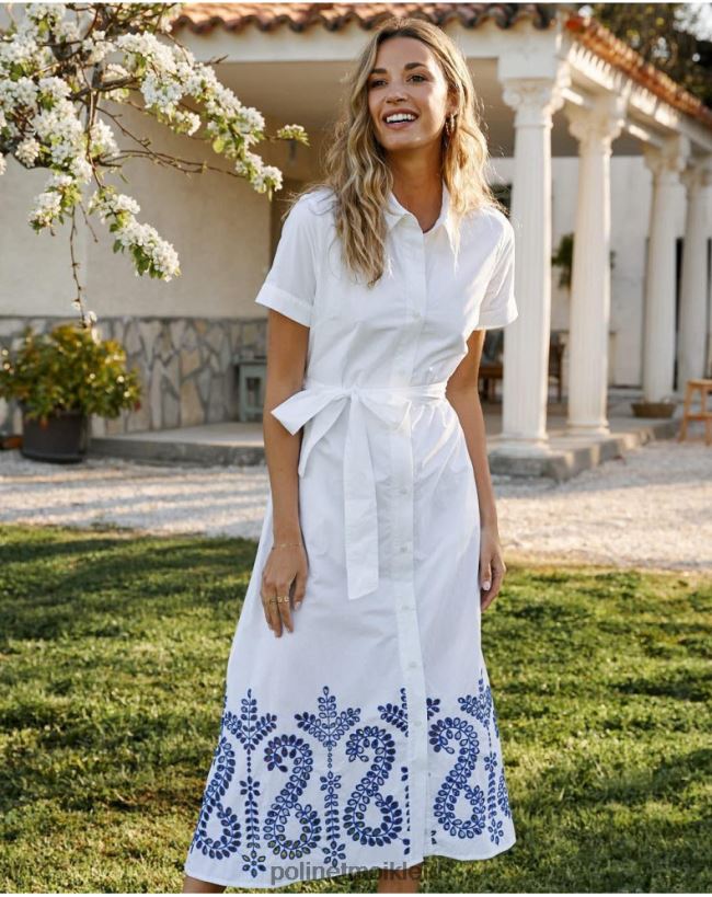 Polin et moi Kleid mit Tila-Stickerei HT8R100 Kleidung Weiß