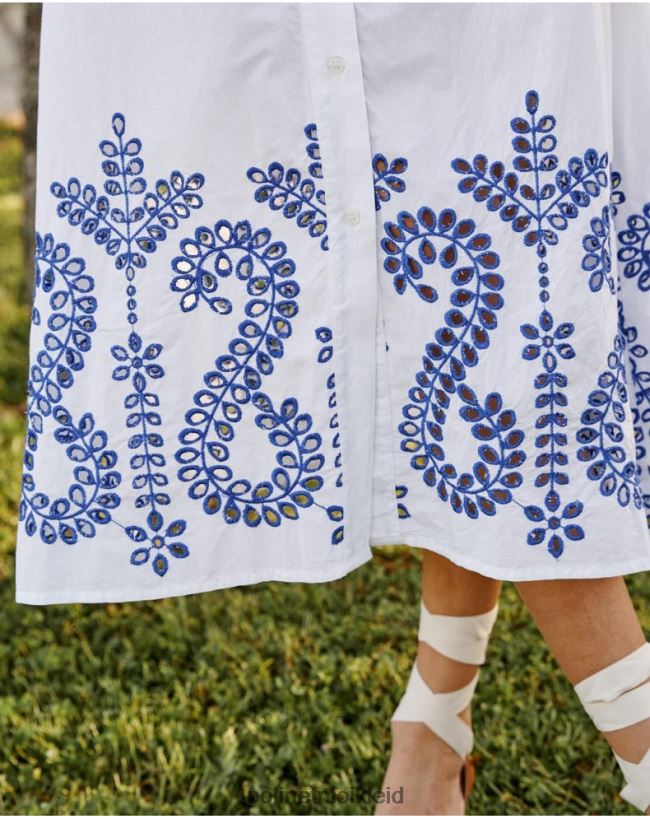 Polin et moi Kleid mit Tila-Stickerei HT8R100 Kleidung Weiß