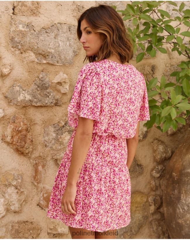 Polin et moi Kleid mit Yolanda-Ärmeln HT8R76 Kleidung Fuchsie