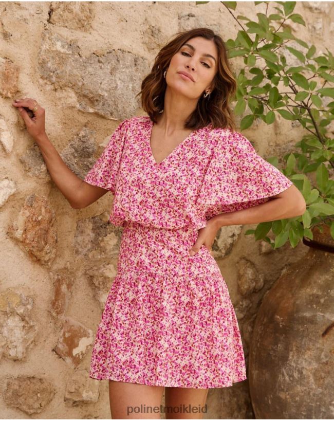 Polin et moi Kleid mit Yolanda-Ärmeln HT8R76 Kleidung Fuchsie