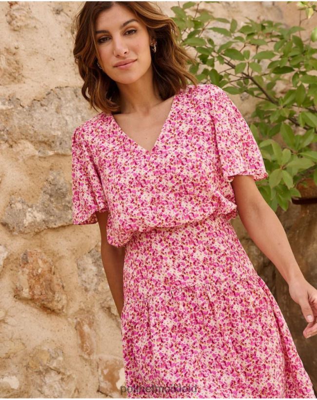 Polin et moi Kleid mit Yolanda-Ärmeln HT8R76 Kleidung Fuchsie