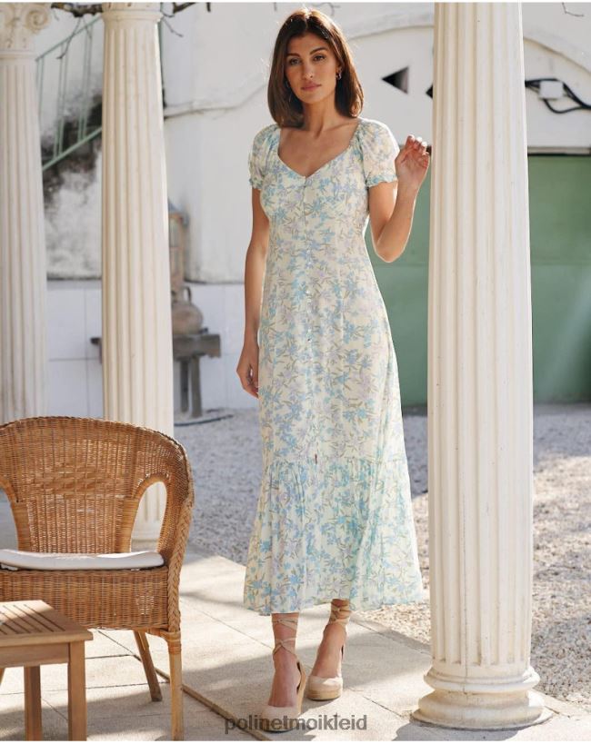 Polin et moi Kleid mit klaren Knöpfen HT8R69 Kleidung Eukalyptus