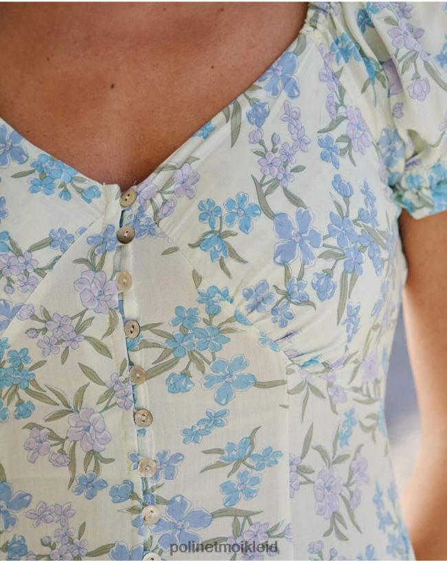 Polin et moi Kleid mit klaren Knöpfen HT8R69 Kleidung Eukalyptus