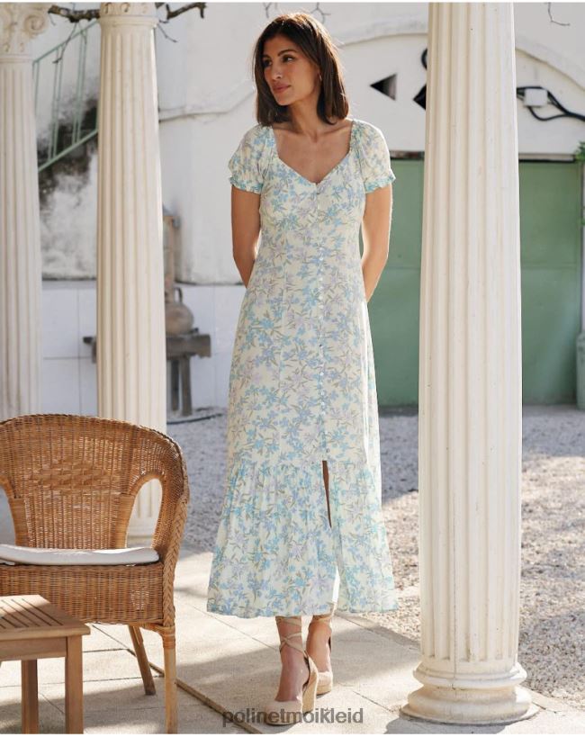 Polin et moi Kleid mit klaren Knöpfen HT8R69 Kleidung Eukalyptus