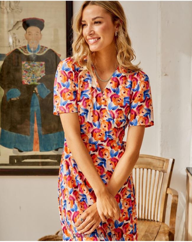 Polin et moi Midikleid Blumen Hannah HT8R95 Kleidung orange