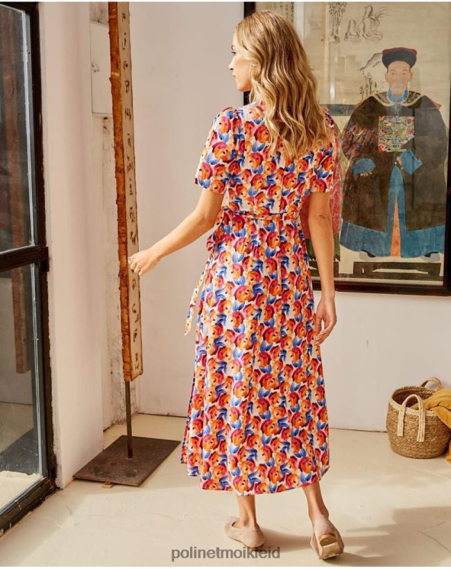 Polin et moi Midikleid Blumen Hannah HT8R95 Kleidung orange