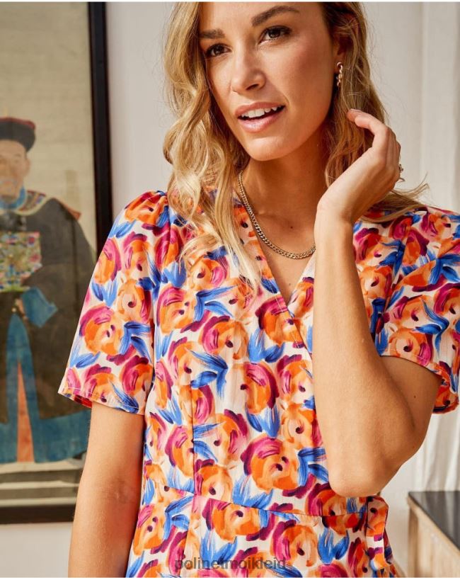 Polin et moi Midikleid Blumen Hannah HT8R95 Kleidung orange