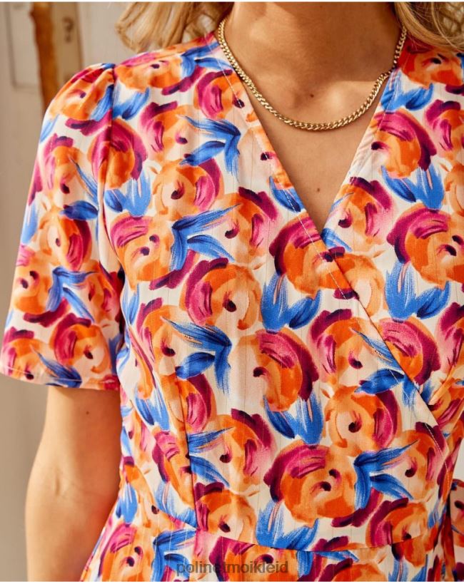 Polin et moi Midikleid Blumen Hannah HT8R95 Kleidung orange