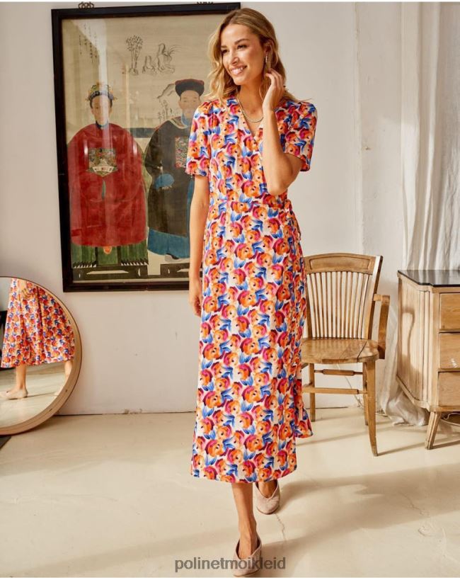 Polin et moi Midikleid Blumen Hannah HT8R95 Kleidung orange