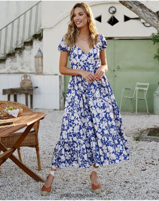 Polin et moi Nikka Blumenkleid HT8R102 Kleidung klein blau