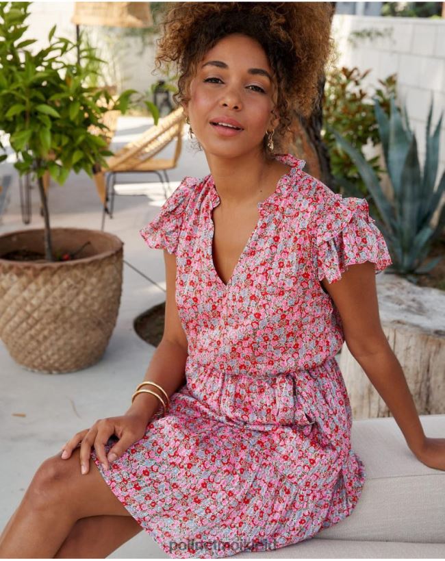 Polin et moi Saray Blumenkleid HT8R20 Kleidung Fuchsie