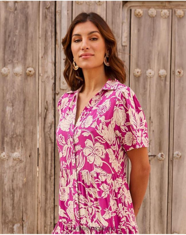 Polin et moi Silvia langes Kleid HT8R77 Kleidung Aubergine