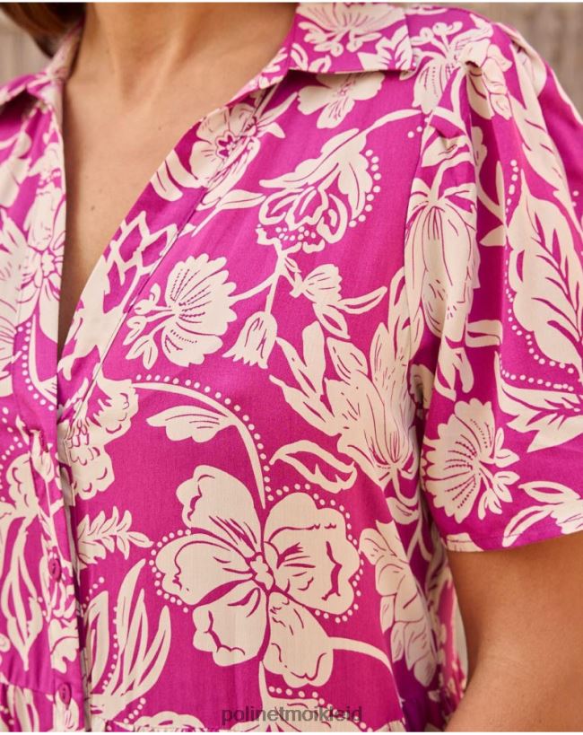 Polin et moi Silvia langes Kleid HT8R77 Kleidung Aubergine