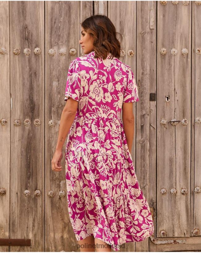 Polin et moi Silvia langes Kleid HT8R77 Kleidung Aubergine