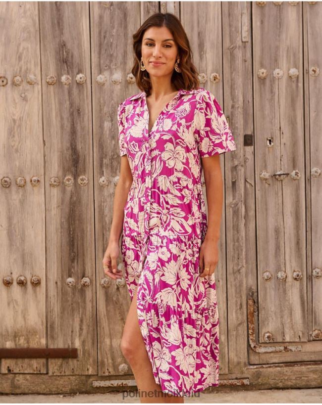 Polin et moi Silvia langes Kleid HT8R77 Kleidung Aubergine