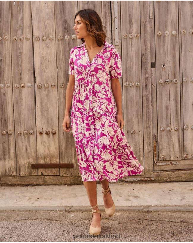 Polin et moi Silvia langes Kleid HT8R77 Kleidung Aubergine