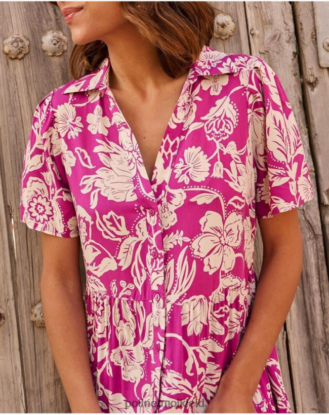 Polin et moi Silvia langes Kleid HT8R77 Kleidung Aubergine