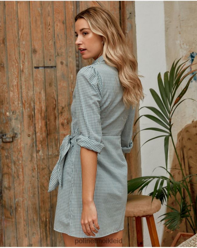 Polin et moi Vichy-Siegeskleid HT8R113 Kleidung Eukalyptus