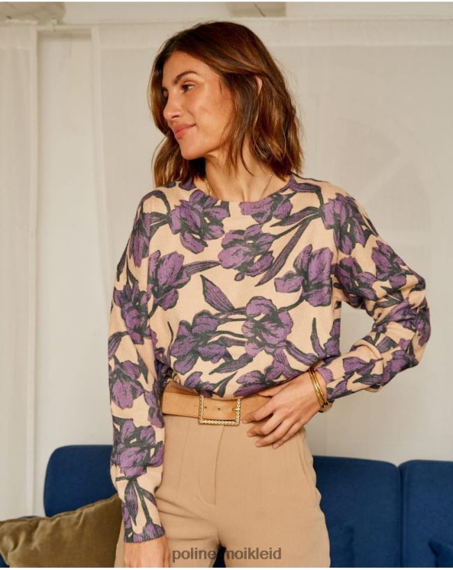 Polin et moi Pullover Blumen Fiore HT8R360 Kleidung lila