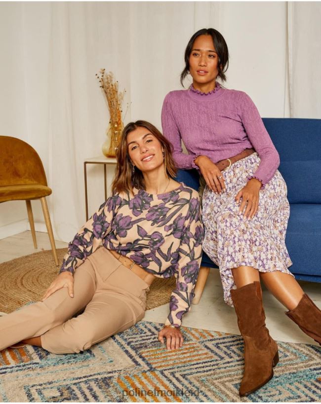 Polin et moi Pullover Blumen Fiore HT8R360 Kleidung lila