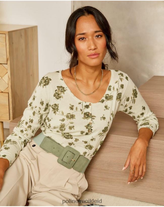 Polin et moi Pullover Blumen Ätna HT8R349 Kleidung kaki