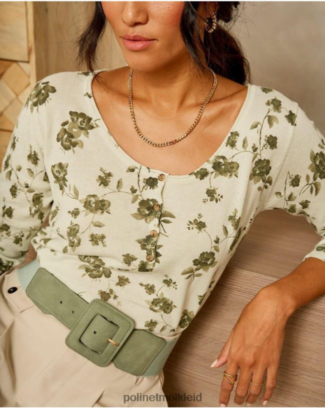 Polin et moi Pullover Blumen Ätna HT8R349 Kleidung kaki